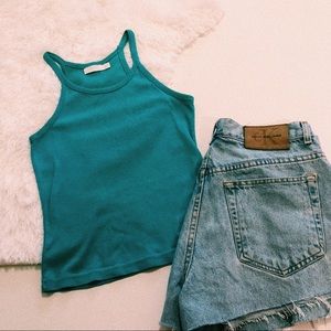 Vintage 90s Style Blue Crop Tank Top